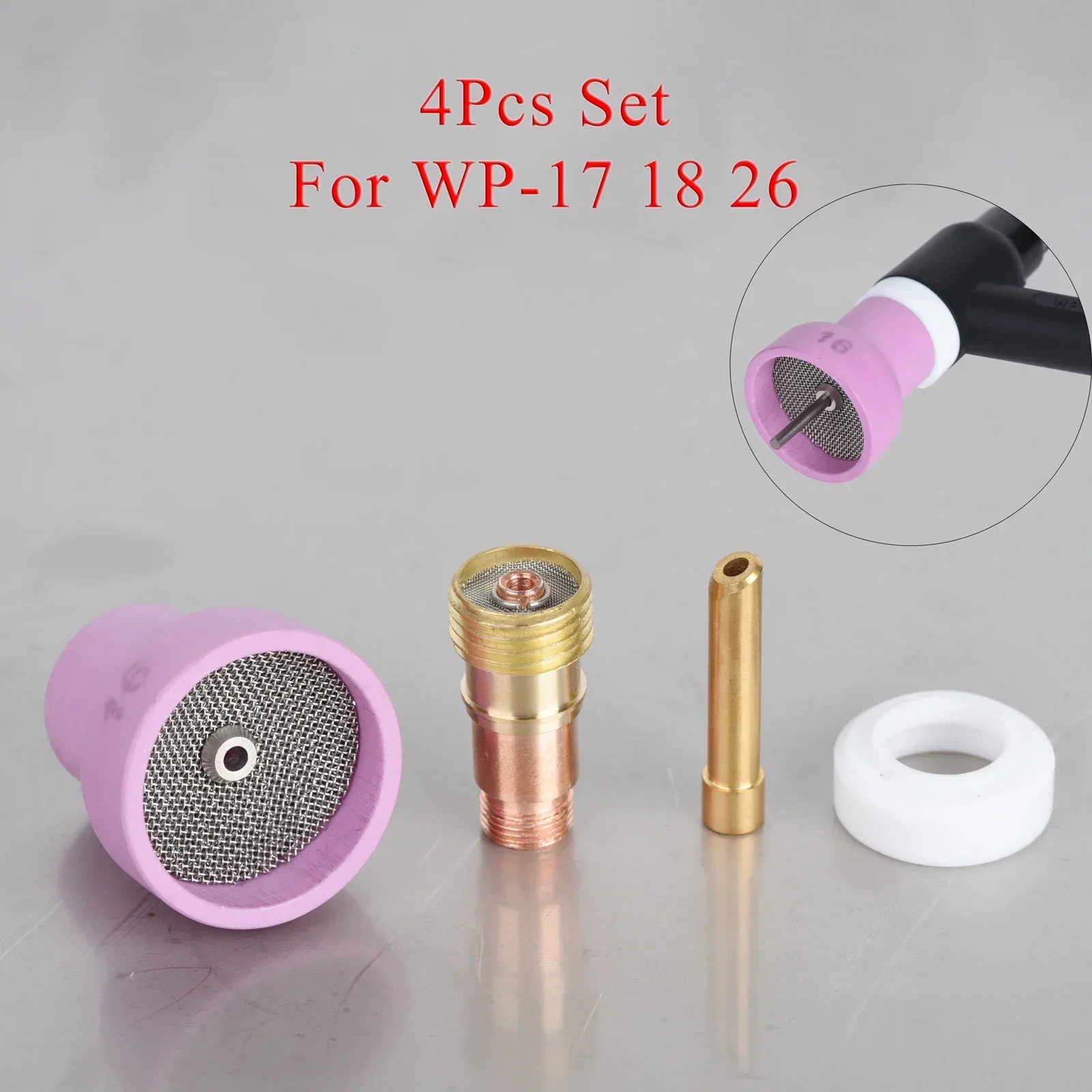 4Set TIG Welding #16 Extra Large Alumin Ceramic Nozzle Alumina Cup Kit Torches WP17 18 26 Stubby Collets Body Gas Lens Sets