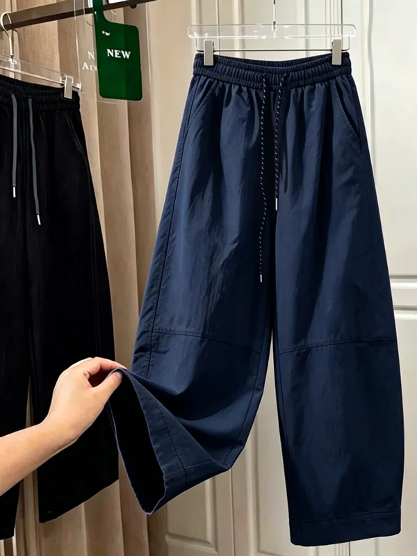 

Ice Silk High Waist Loose plus Size Thin Nine Point Pants Women Summer New Style Balloon Pants Slimming Casual Loose Fit