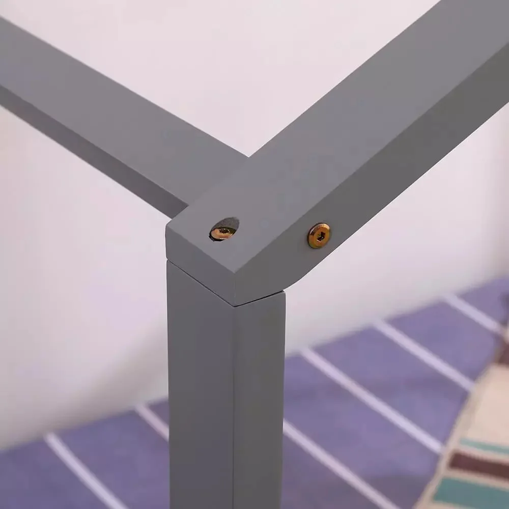 Modern 3ft Single Solid Wooden Grey Frame Kids Home Bed In Child Treehouse Toddler Bed Design Style