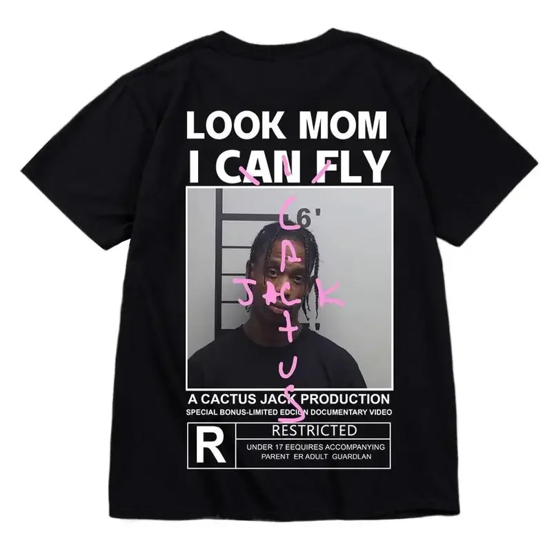 Hot sale Cactus Jack t-shirt high quality cotton men women look mom I can fly tee Astroworld hip hop short sleeve tshirts tops