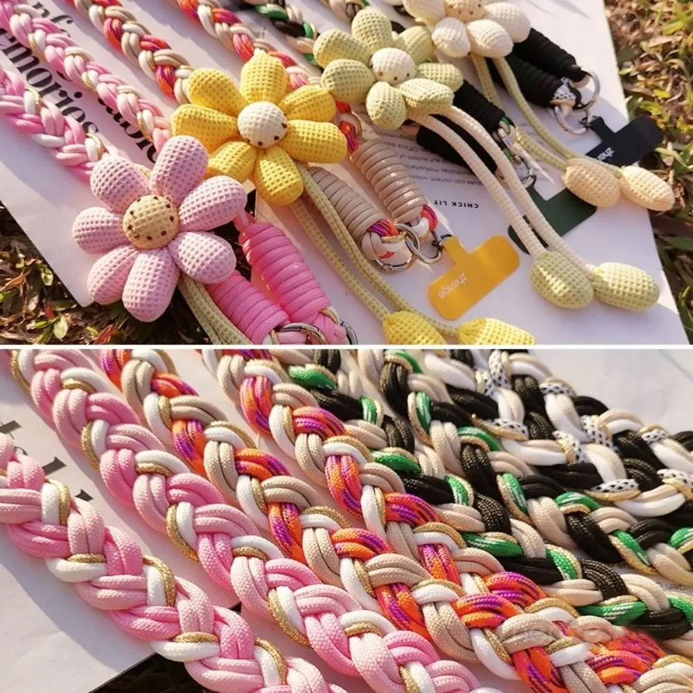 

Съемный ремешок для телефона с цветами, плетеная цепочка-подвеска для телефона, защита от потери, крепление на шею, для активного отдыха