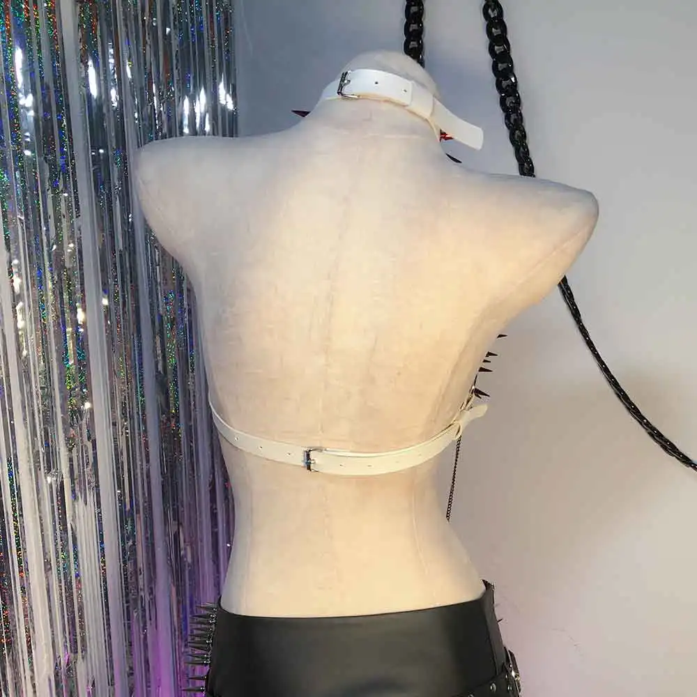 

DIY Studded Rivet Goth Hand Made 90s Harajuku Chain Kawaii Eco Punk Rock E-Girls Y2K TOPS Gothic Tank Grunge Hip Hop Cross Emo