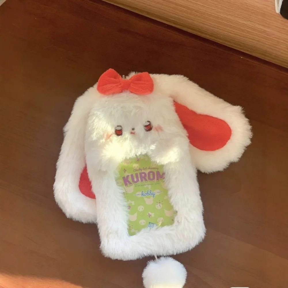 

Cute Multifunctional Photocard Case Plush Big Eared Rabbit/Border Collie Photo Card Holder Rabbit/Dog/Cat Card Case Students