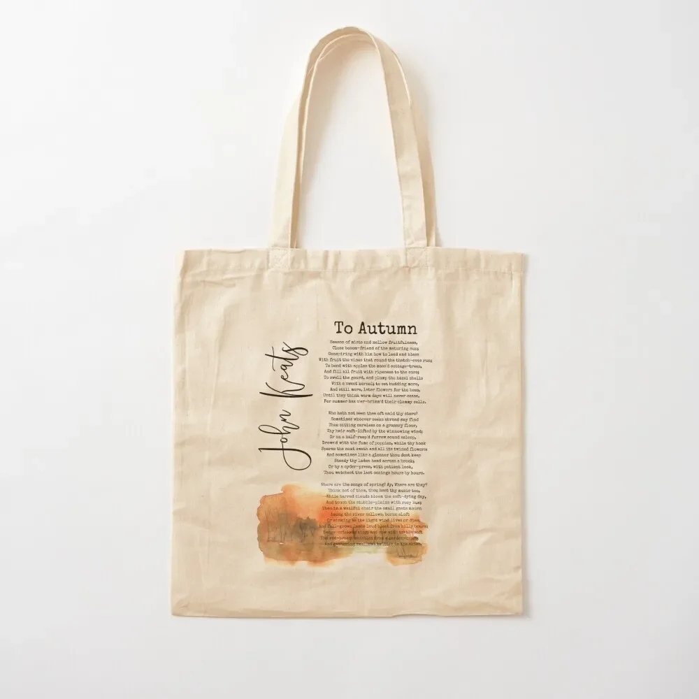 To Autumn by John Keats, Fall Poem, Poetry Decor, Wall Art Tote Bag bags luxury women eco bag folding tote bags men Tote Bag