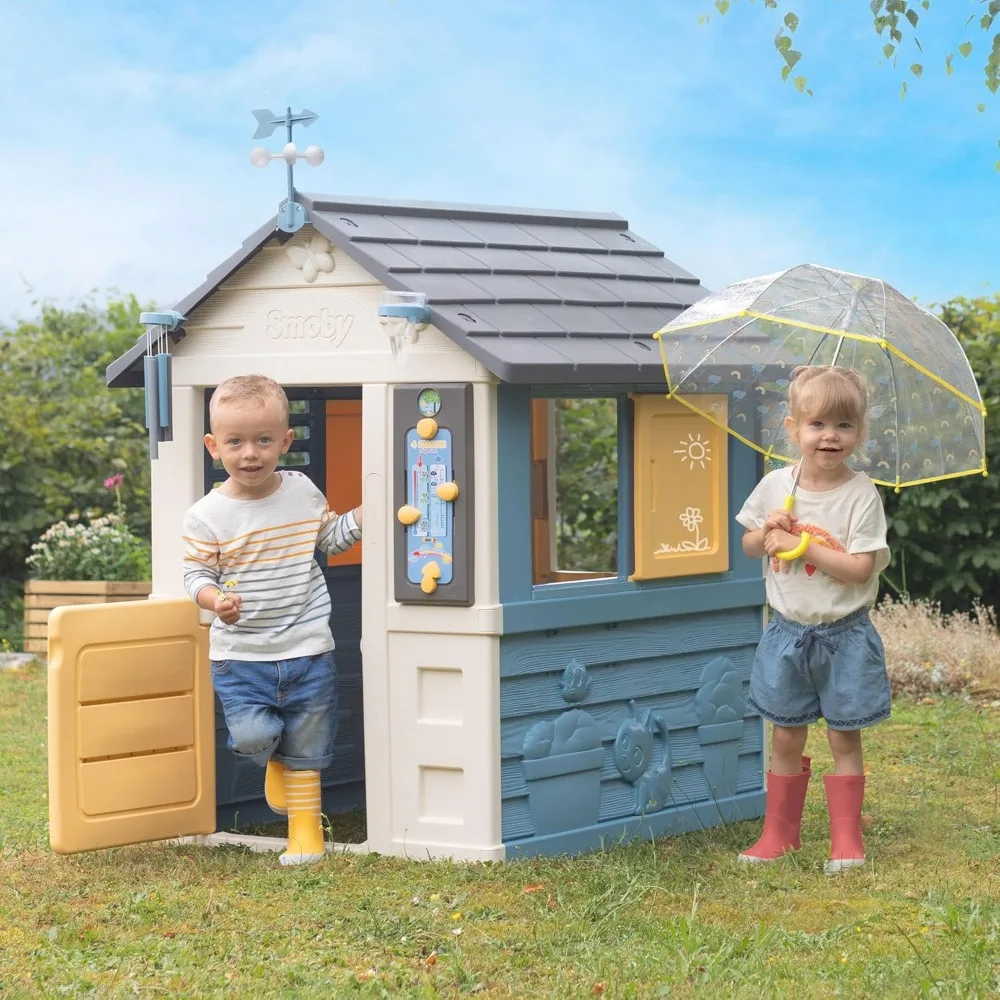 Cabina da giardino per bambini con teatro multiuso - Attività divertenti a tema meteorologico Adatta per cortili da giardino, spedizione gratuita