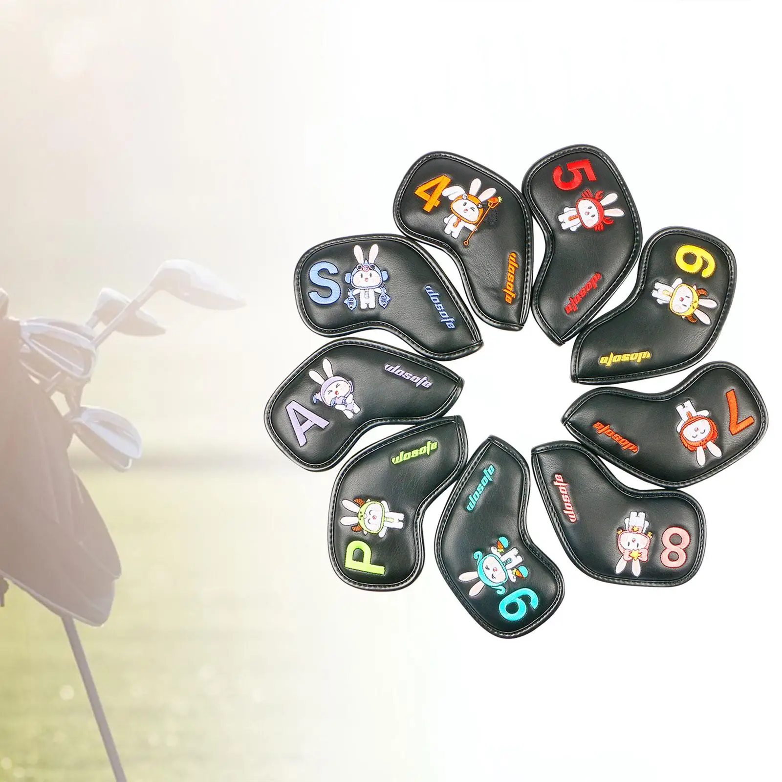 9Pcs Golf Iron Club Head Covers Set, Lightweight Golf Wedge Covers Set Cute Golf