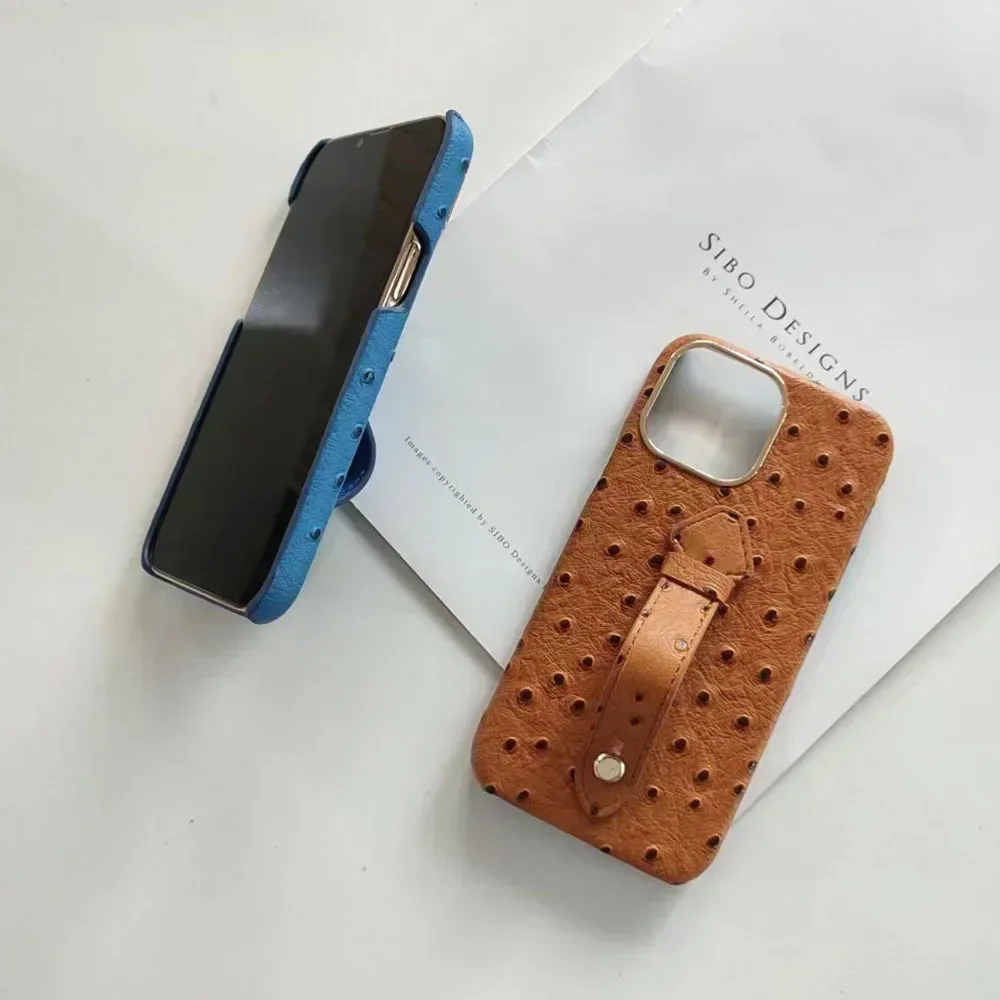 for iPhone 14max Wrist Rest, Phone Case 13promax Ostrich Pattern 11 Luxury Hardware Camera Frame 12Pro Drop Protection Cover