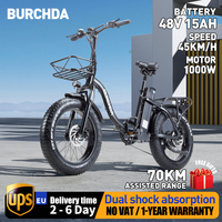 BURCHDA R8 Electric Bike, 20» Folding Fat adult, Battery 48V/15Ah Electric Bike, 7 Speed, City E-boat 40 KM/H