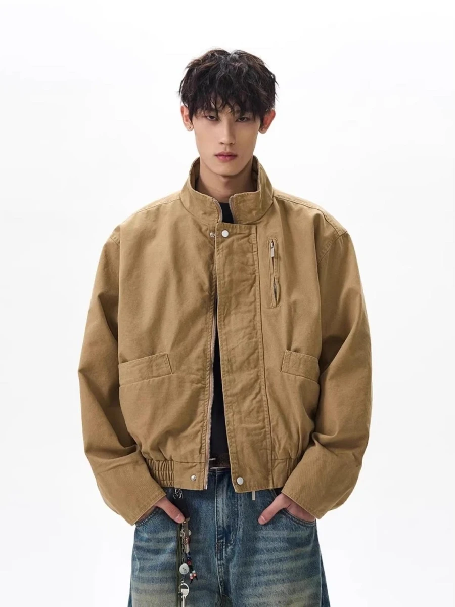 

Trendy Deconstructed Stand Collar Jaet Men's Winter Retro Patchwork Casual Couple's Top High-End Feeling Cool Motorcycle Coat