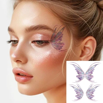 Poudre colorée à paillettes imperméable Tatouage temporaire Aile de papillon Art corporel Bras Fausse tatouage Beauté pour femmes Yeux Collant facial 6 meilleurs tatouages esthétiques de vente - No 6