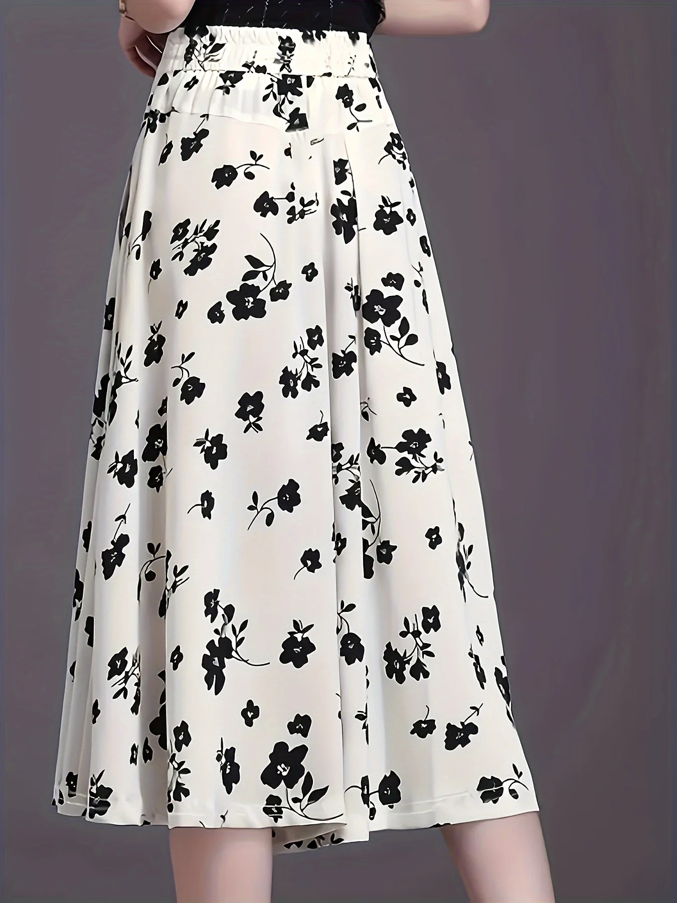 European and American new products new fashion printed flower large hem skirt