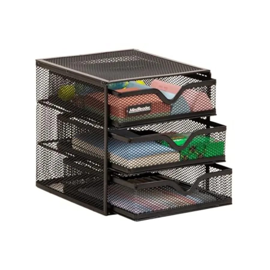

Desktop Accessory Storage, Desk Supplies, Organizer, Office, Metal Mesh, 6.25" L x 6.5" W x 6.5" H, Black
