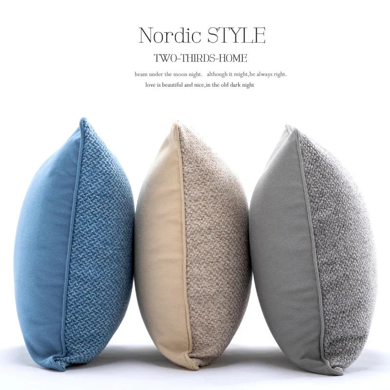 

Nordic Ins Linen Sofa Cushion Cover Rectangle Large Solid Color Back Pillow Case