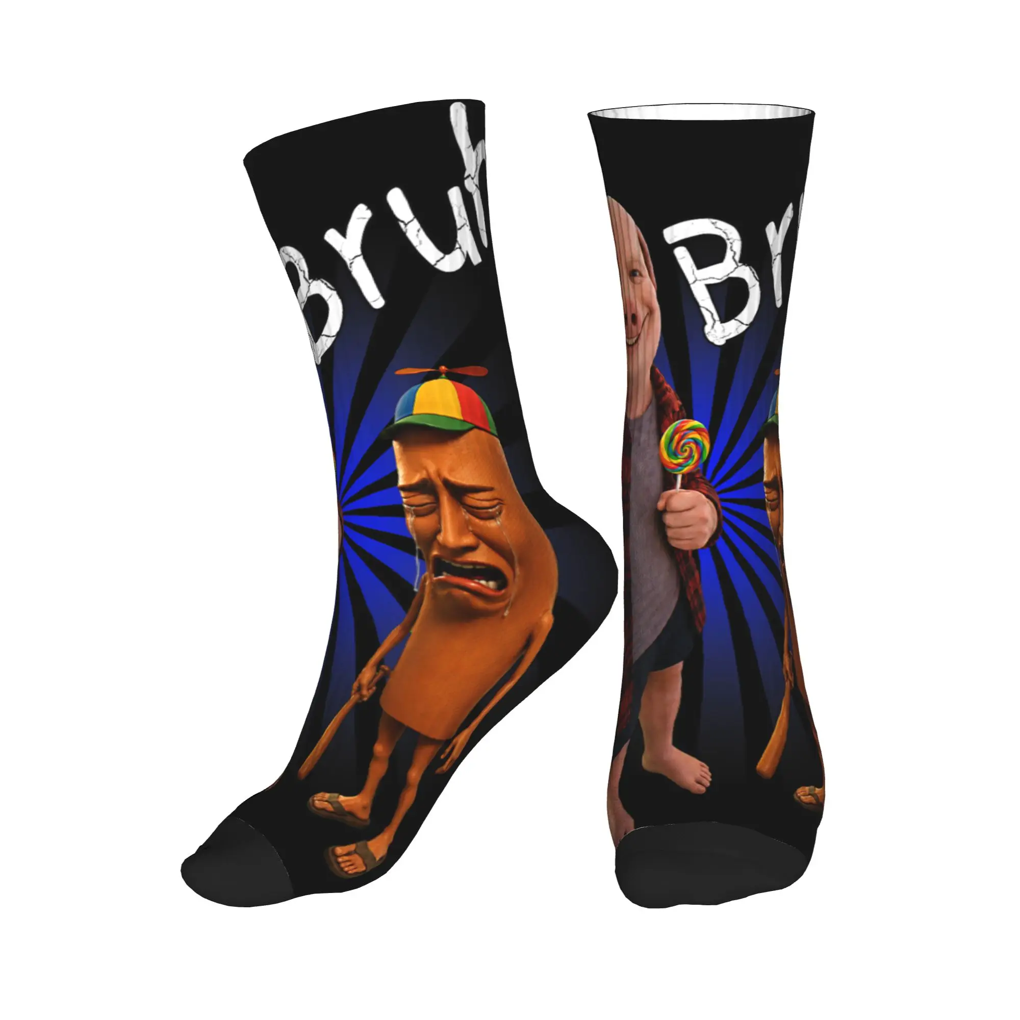 Funny Bruh John Pork Lil Tung Tung Sahur Socks Anti Stockings Adults Men Soft Outdoor Sports Socks Autumn Novelty Graphic Socks