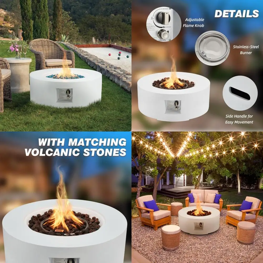 

Стол для костра на пропане на открытом воздухе, 30-дюймовая круглая стальная костра с автоматическим зажиганием емкостью 50 000 БТЕ, устойчивый к атмосферным воздействиям для патио и садов