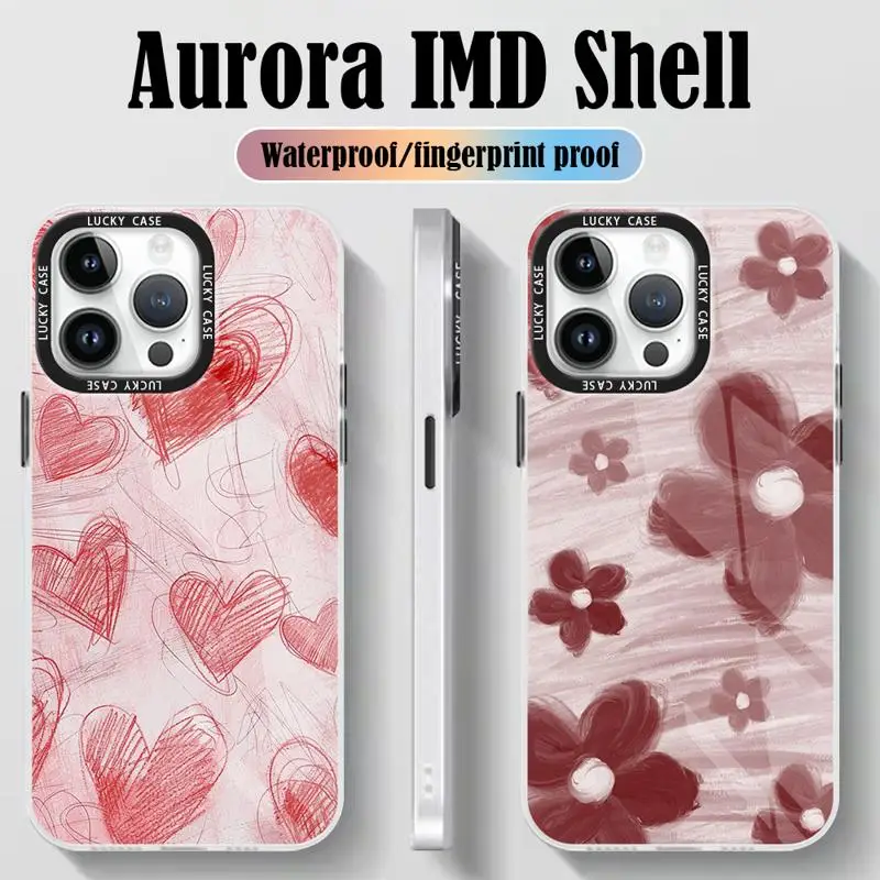 Flower Heart Case For Apple iPhone 15 11 13 14 Pro Max 12 Silicone 15 Plus 11Pro Matte Gradient Color Laser Phone Cover