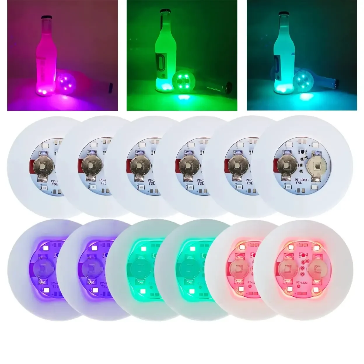 

5pcs Set LED Luminous Coasters Light Up Glass Drinking Bottle Cup Mat for Parties Weddings Christmas Pub Decoration kitchen