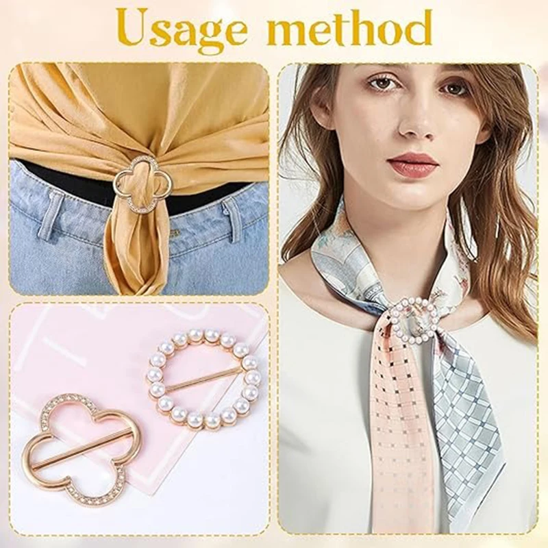 4 قطعة مشبك حلقة وشاح-تي شيرت العلاقات مقاطع الملابس الزاوية معقود زر للنساء موضة المعادن دائرة مستديرة قميص كليب مشبك #4