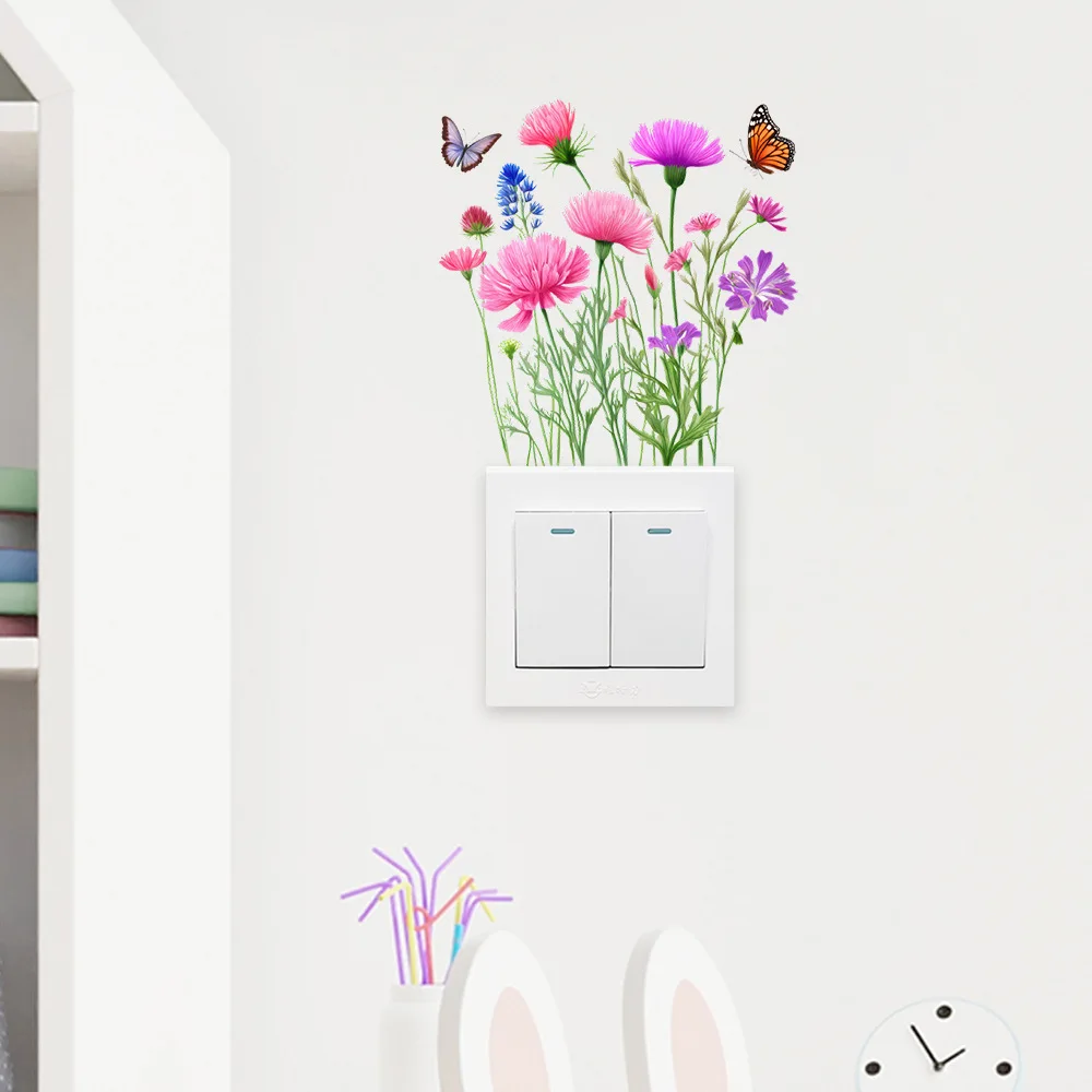 

Flower & Butterfly Switch Stickers - Removable Waterproof Decals for Bedroom & Bathroom​​