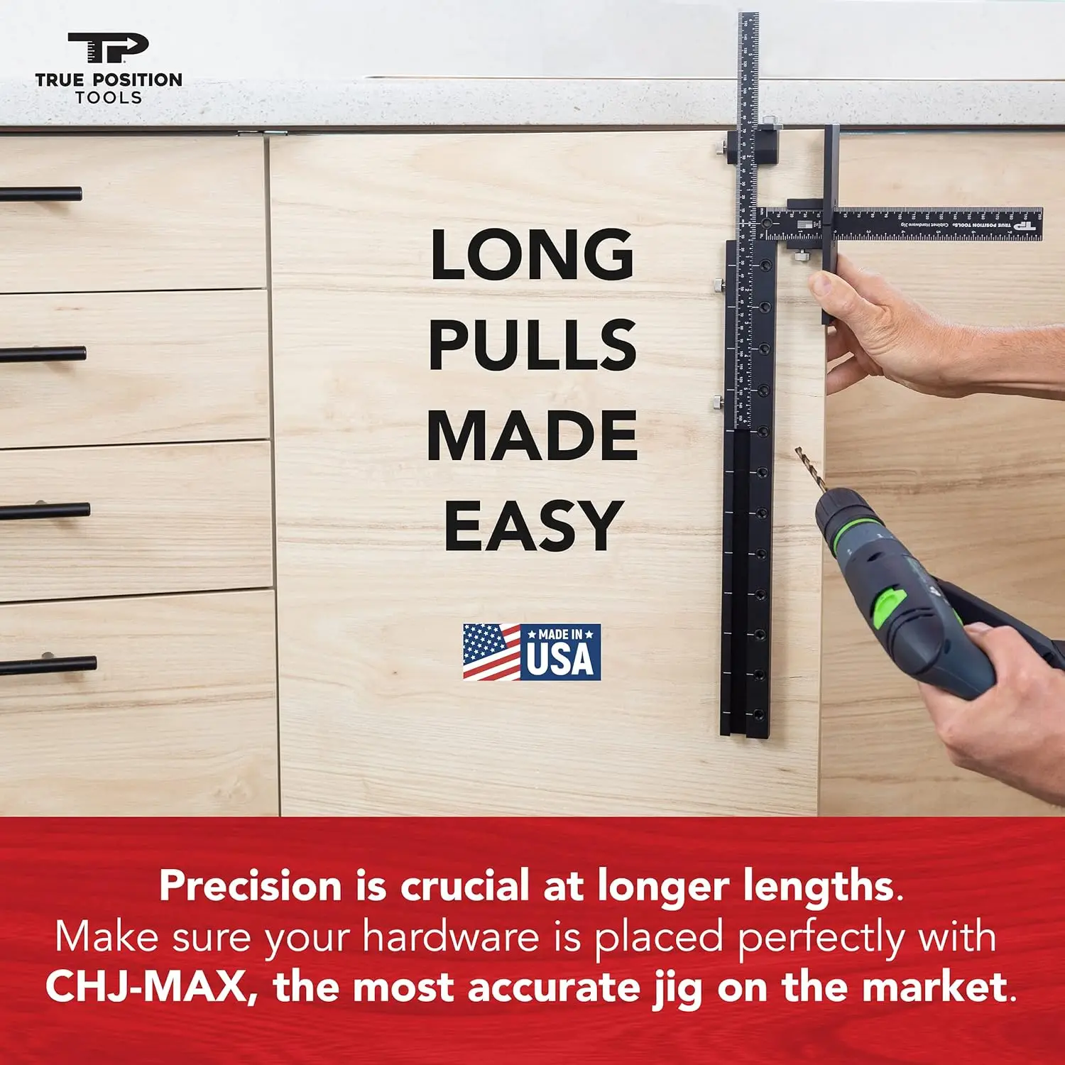 MAX Cabinet Hardware Jig - Install Long Pulls and Shelf Pin Holes - Made In USA