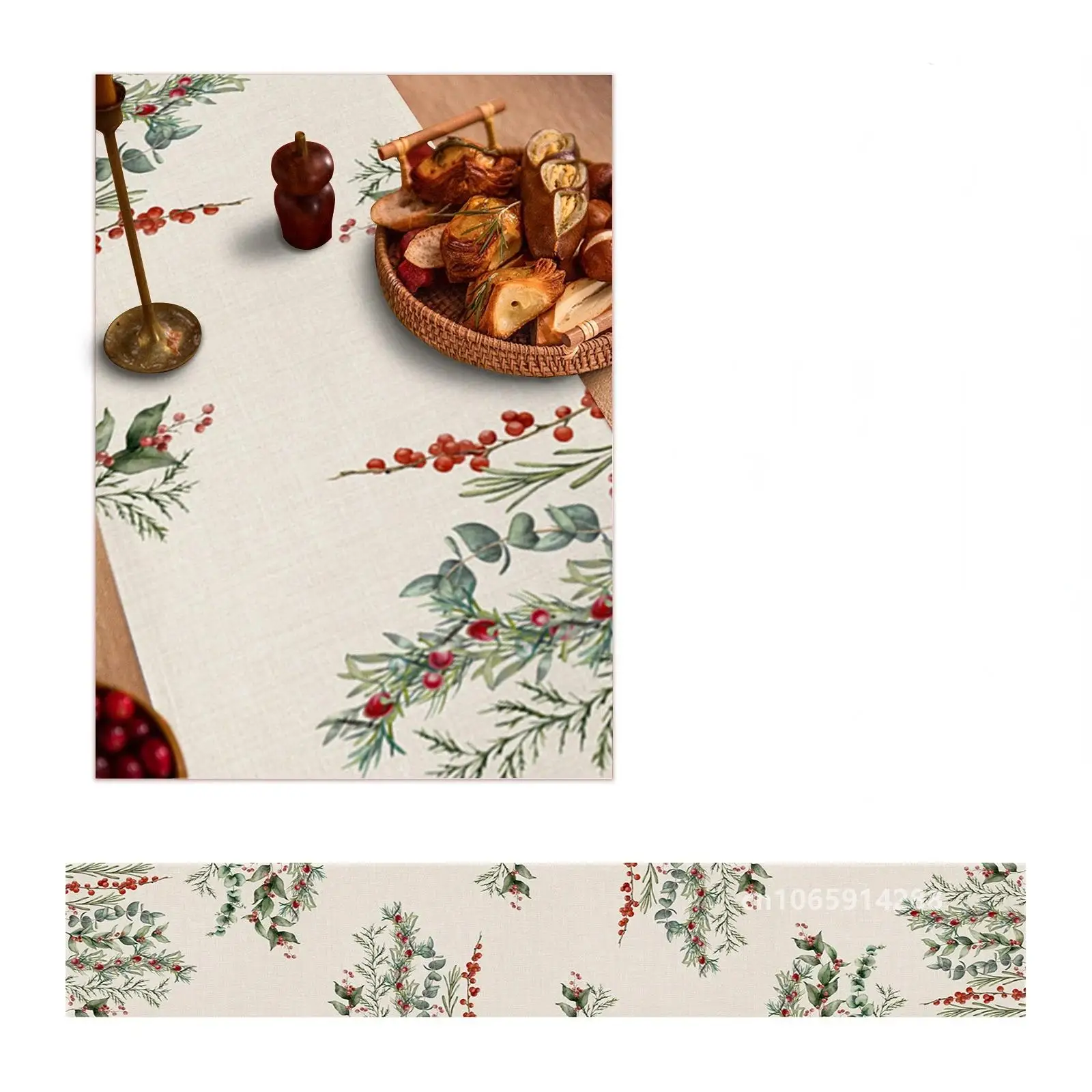 Christmas Winter Eucalyptus Linen Table Runners Wedding Centerpiece for Coffee Table Home Party Decor  Table Runners