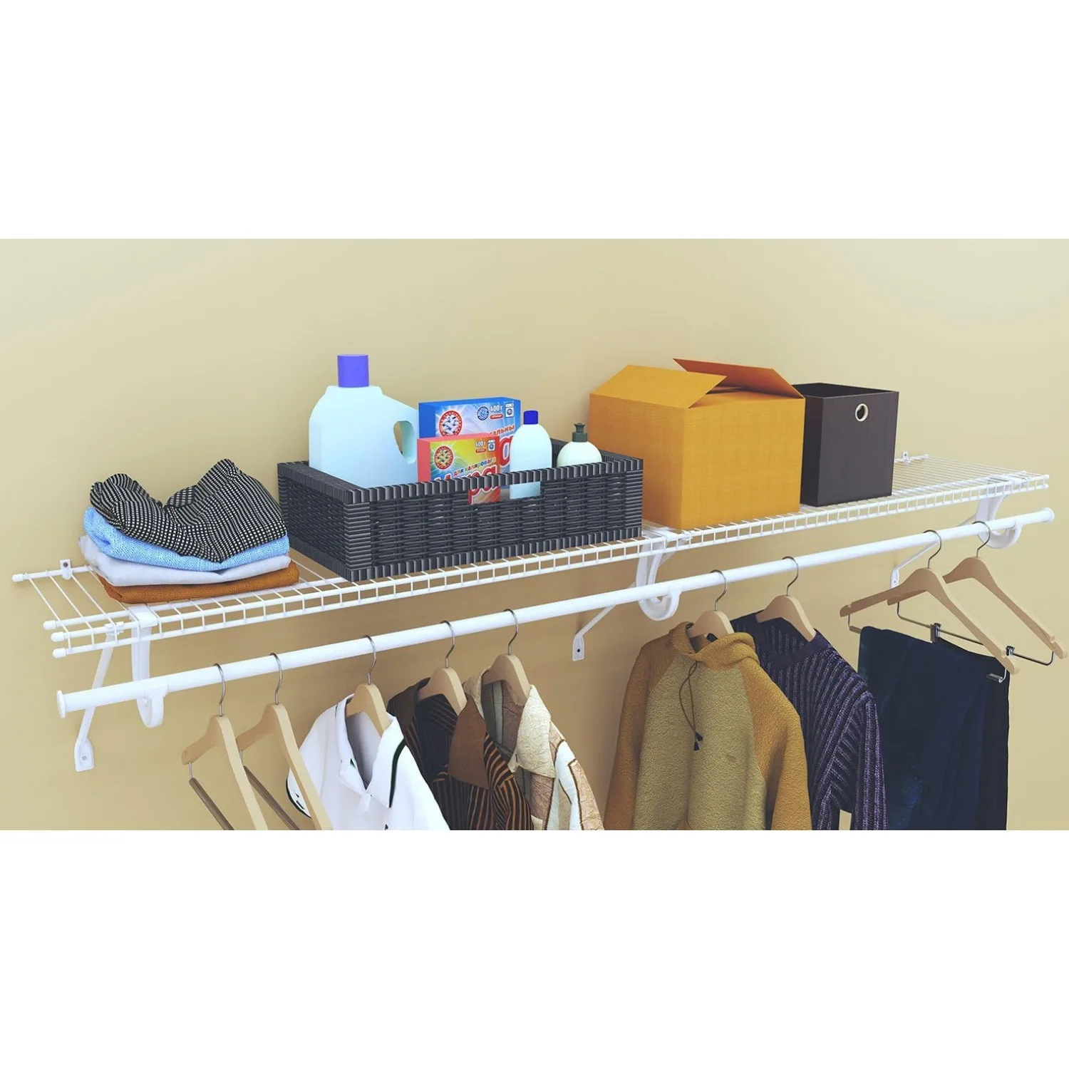 Super Sliding Ventilated Shelf Kit with Closet Rod, 6' x 12