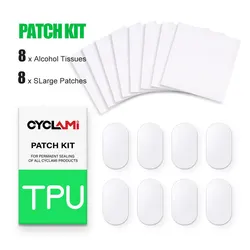 CYCLami Fahrrad-Innenschlauch, Reifen-Patch, Patch-Werkzeuge, Reparaturset, 8-teilig, Rennrad, MTB, Faltrad, TPU-Material, leistungsstark, kleberfrei