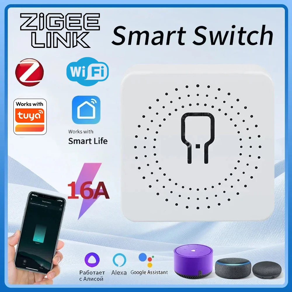 Smart WiFi/Zigbee Switch 16A 20A Module Relay Module Smart Support 2 Way Relay Timer with Google Home Alexa Alice Smart Life