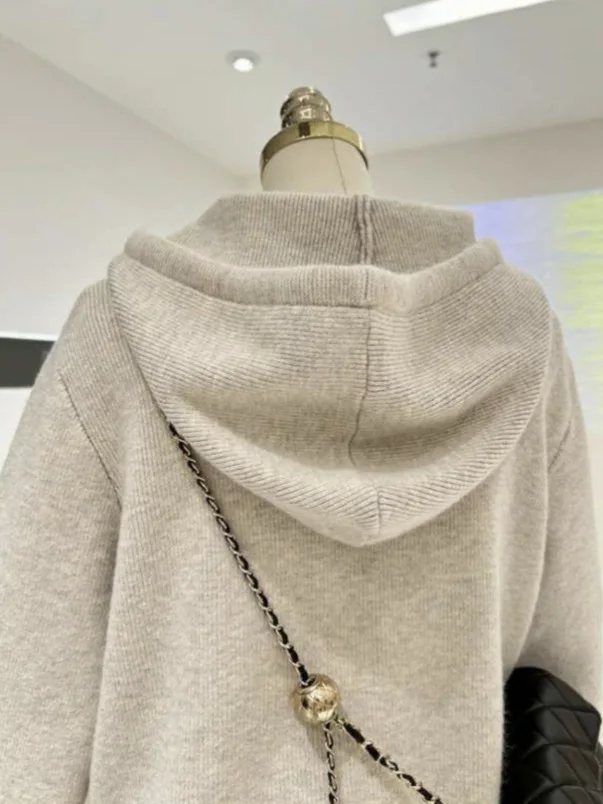 الخريف الشتاء بسيط التطريز القلب فضفاض النسخة الكورية سميكة الدافئة سستة سترة مقنعين محبوك سترة المرأة معطف الاتجاه #6