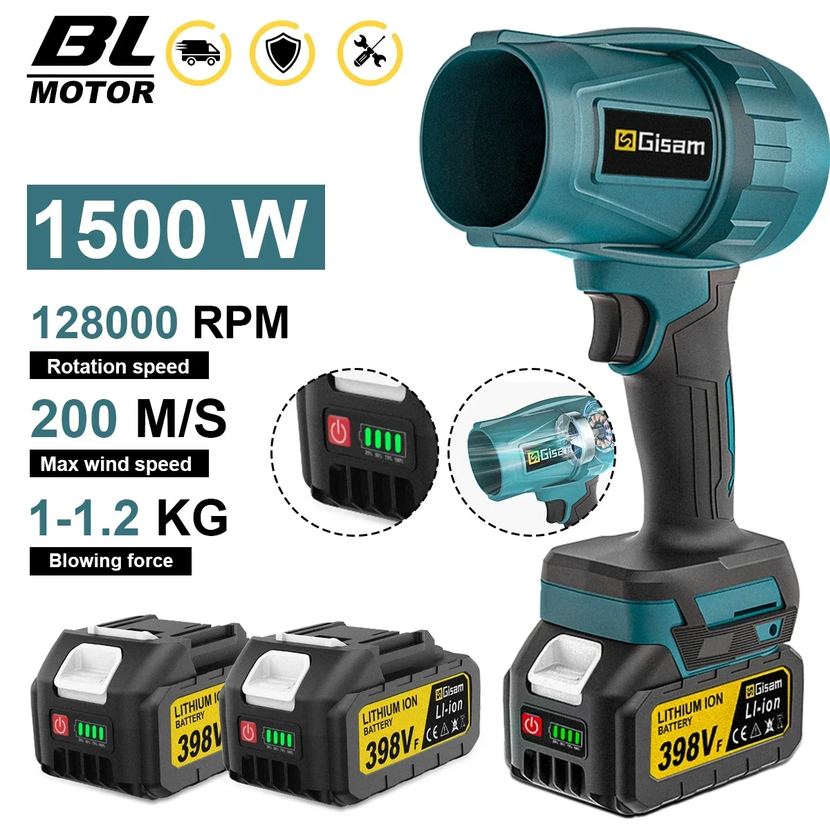 200 mt/s Bürstenlosen Turbo Jet Fan Gebläse Luft Gebläse Handheld Heftigen Kanal Fan Elektrische Gebläse Power Tool für Makita 18 V Batterie