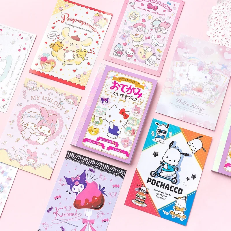 Japanese Cute Girl Heart Sanrio Cinnamoroll Hello Kitty kuromi Hand Account Material Diy Sticker Book