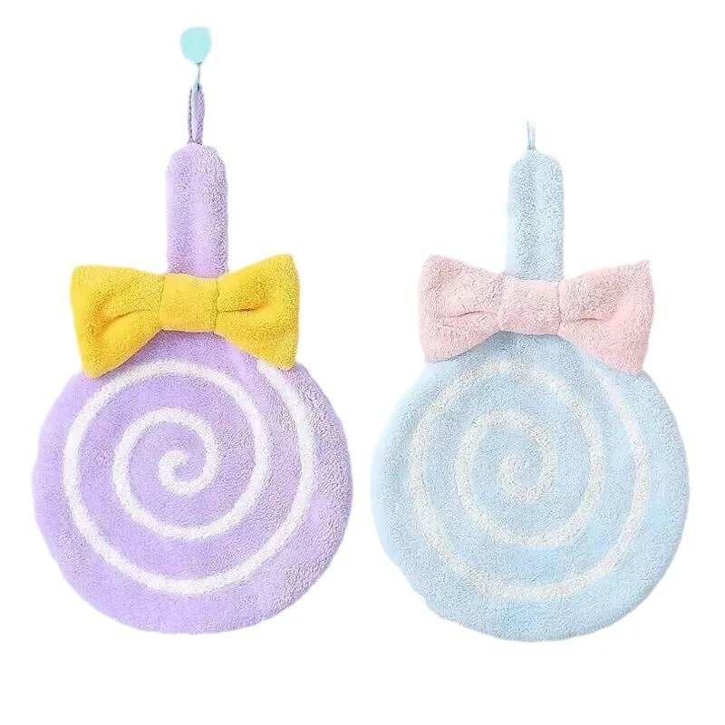 

LTT hanging coral fleece hand towel thickened absorbent and non-shedding lollipop hand towel
