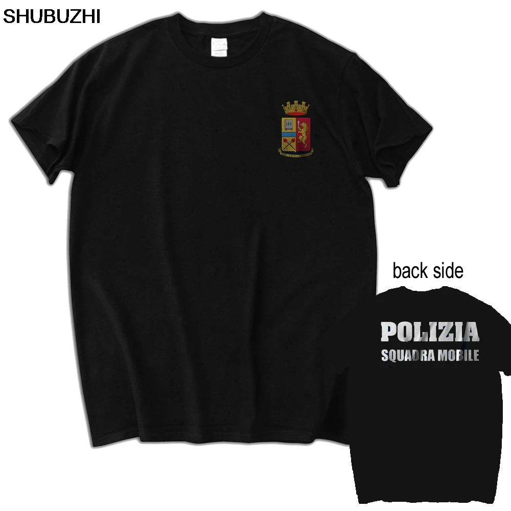 Polizia Di Stato Italia Italy Squadra Mobile  New Men'S Casual Letter Printed Top Quality Printed Shirts