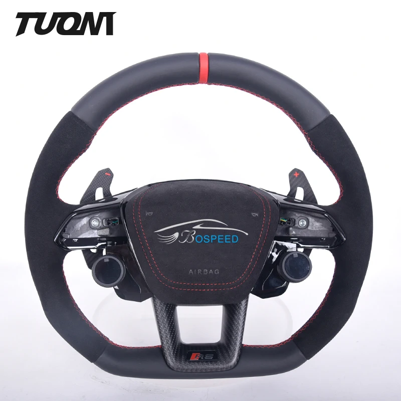 Full Leather Smooth Spliced Alcantara Custom Steering Wheel For Audi A6 A7 RS6 C8 RS7 C7 RS5 RS3 B9 B9.5 S3 S4 S5 S6 A4 B8