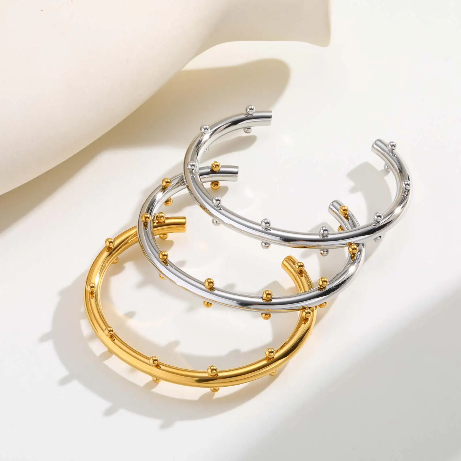 أساور فريدة من نوعها مع كرات صغيرة للنساء، أساور من الفولاذ المقاوم للصدأ مطلية بالذهب، هدايا مجوهرات عصرية #3