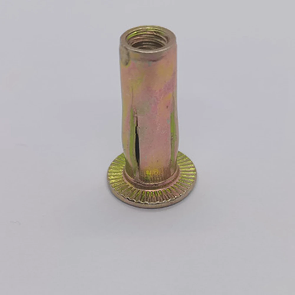 Multi-Grip Rivet-Nut, M8 Pre-Bulbed Shank Carbon Steel Color-Zinc-Plated Flat Head Threaded Insert Nut 25Pcs