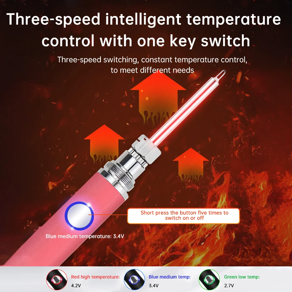 1100mAh USB Saldatore Elettrico 510 Filo Batteria Polo Saldatore Kit Tensione Regolabile Batteria Penna Strumento di Saldatura a Calore