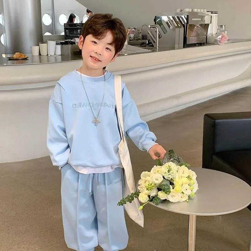 

Комплект свитшотов, повседневная хлопковая спортивная одежда в корейском стиле, зимняя одежда для детей, осенний костюм, детские комплекты для мальчиков, одежда для маленьких мальчиков