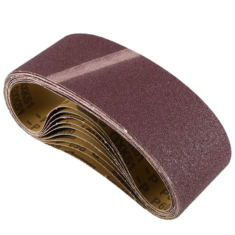 

ABIY 10PCS 75X533mm Sanding Belts Aluminum Oxide 3X21in Abrasive Belts P60