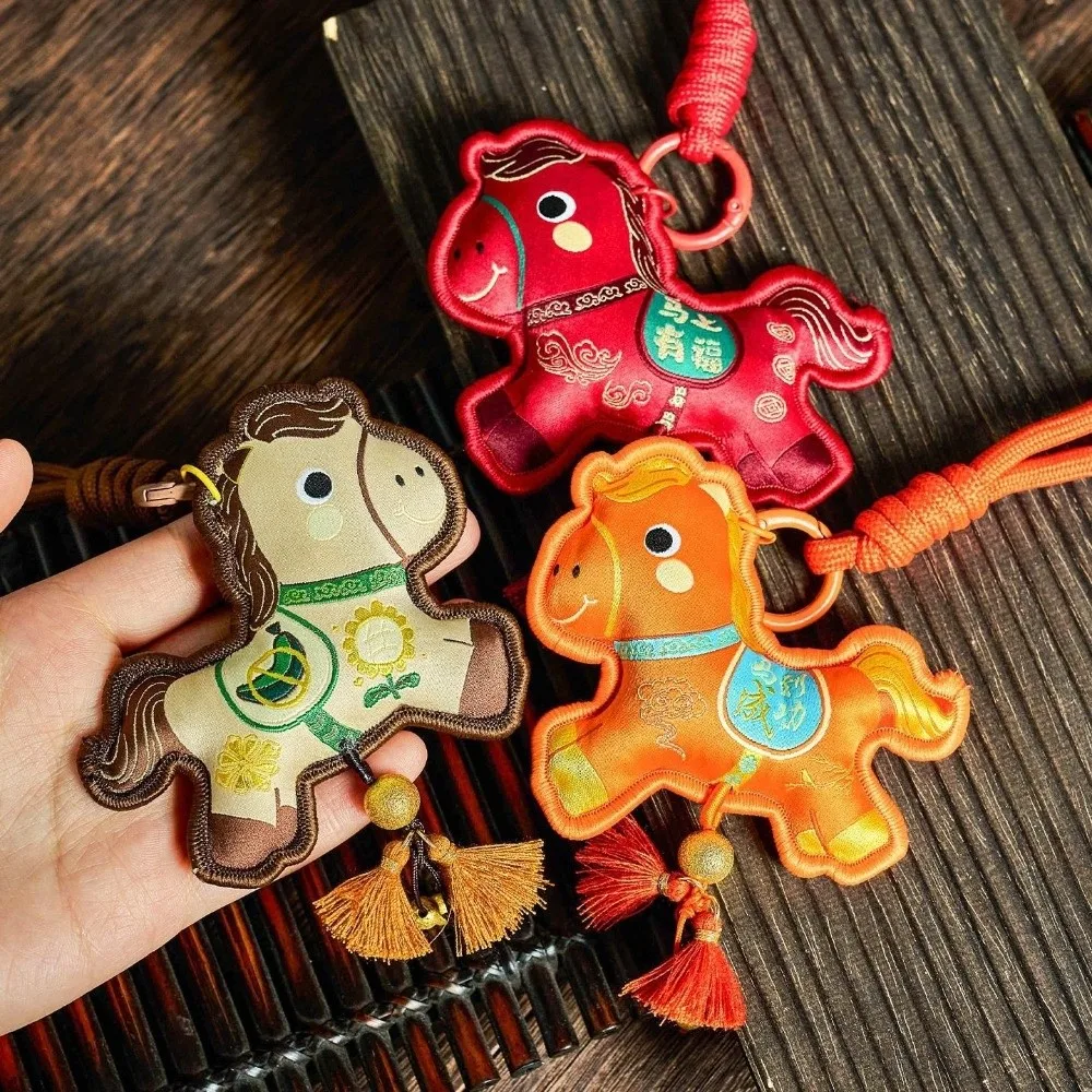 Embroidered Horse Pendant Multicolor Year of The Horse Chinese New Year Decoration Lucky Sachet Zodiac