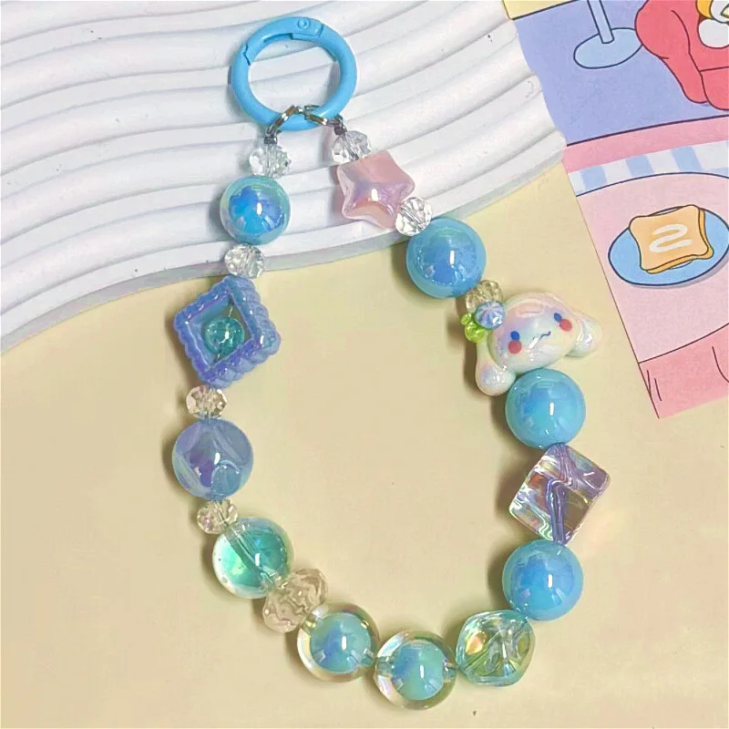Creative Hello Kitty Mobile Phone Case Short Hanging Chain Wrist Anti-lost Pendant Beaded Ccd Camera Chain Mobile Phone Chain