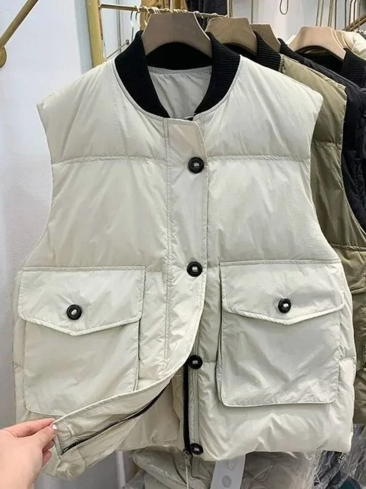 

Premium Down Cotton Vest Winter Thickened Stand Collar Design Large Pockets Sleeveless for Active Lifestyles​