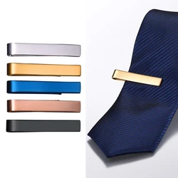 U7 Stainless Steel 5pcs/set Tie Clips for Men Flat Clip Mix Metal Colors Necktie Gift for Him Daily Jewelry Set