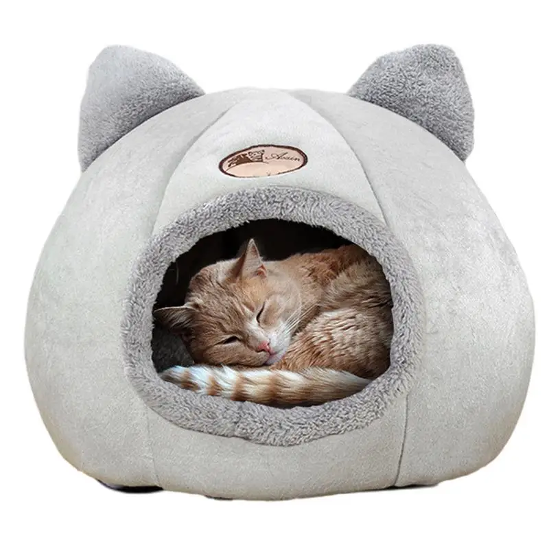 

Plush Cat Bed Cave Pet Winter Sleeping Plush Nest Bed Plush Interior Small Cat House Indoor For Cats Dogs And Other Small