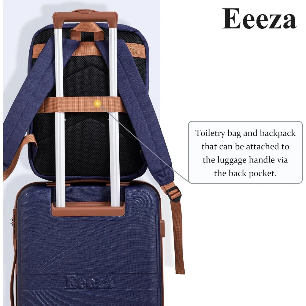 3 Piece Hard Shell Luggage Set with Spinner Wheels, ABS Material, TSA Lock, Carry-On Size 20 Inch Suitcases for Travel