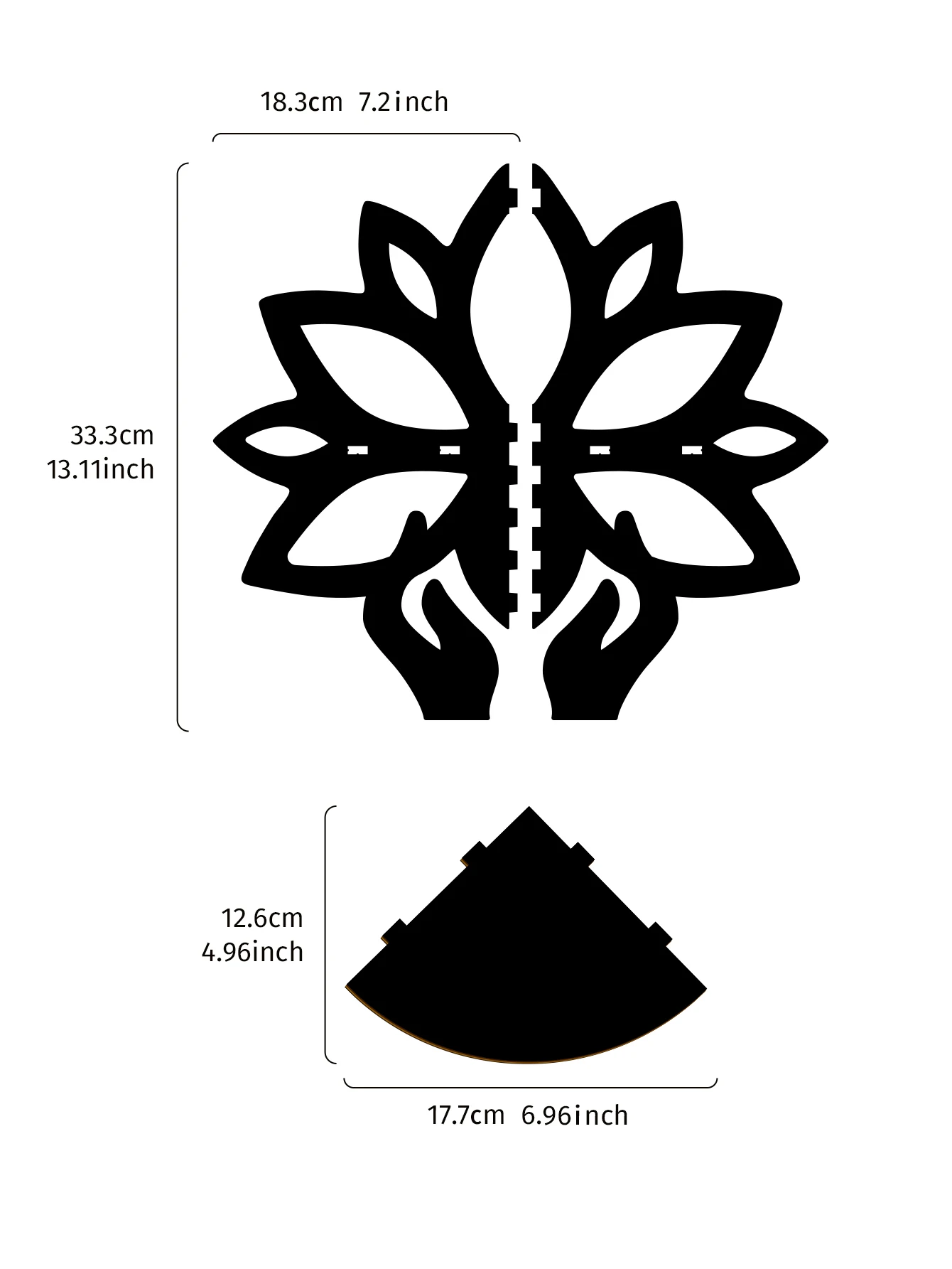 1-delig creatief eenvoudig nagelwandopbergrek (zonder spijkers), zwarte eenvoudige lotusvormige wanddecoratiehangers, DI