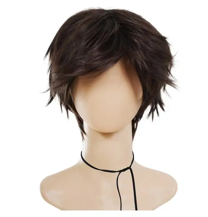 12INCH Short Straight Brown Cosplay Wig Synthetic Wigs Natural COS Anime Cosplay Wig