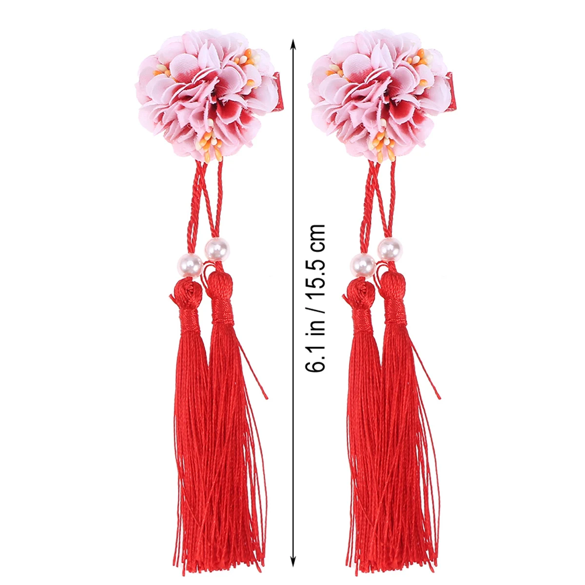 

2 Pcs Flower Tassel Hair Card Shape Style Barrettes Tassels Clips Delicate