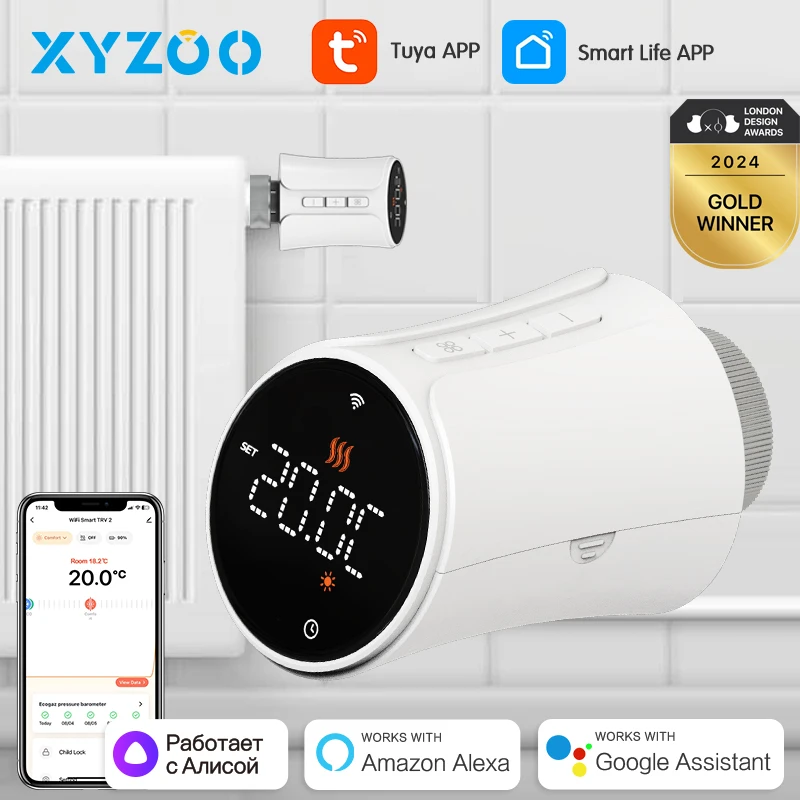 Tuya WiFi Radiator Thermostat Valve Smart Home Heating TRV APP Remote Thermoregulator Voice Control Alexa Google Home Alice