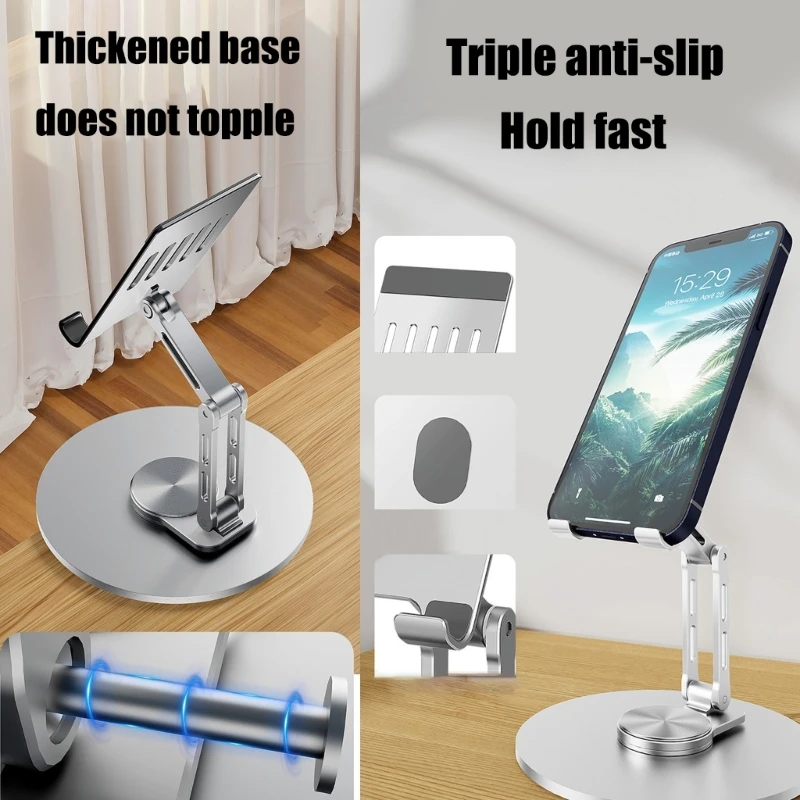 

Foldable Smartphone Stand for Desk 360 Rotatable Height Adjustable Mobile Device Stand for Office & Entertainment Dropship